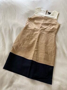The Limited White, Beige & Black Colorblock Midi Dress